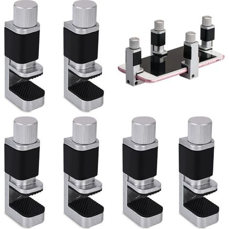 6 pièces de fixation de pince métallique réglable, pince d'affichage LCD, pince de fixation clip écran LCD, outils de réparation d'écran de téléphone réglables pour smartphone et ordinateur (1/4)