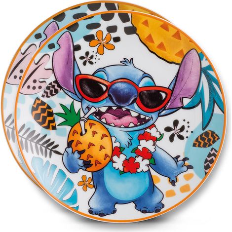 Disney Stitch set 2 piatti dessert ceramica Bianco 19 cm