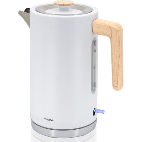 Briebe KT1165WHT Nordic Hervidor Agua Eléctrico 1,7L Inalámbrico Ebullición Rápida, Libre de BPA, Base de 360° 2200W Blanco