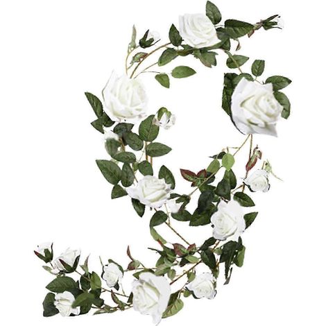 Guirlande de roses artificielles Rodeo, 1,8 m de fausses roses à suspendre pour mariage-White 10cm
