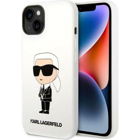 Karl Lagerfeld KLHCP14MSNIKBCH Funda rígida para iPhone 14 Plus / 15 Plus 6.7 biały/blanco Silicona Ikonik (1/5)