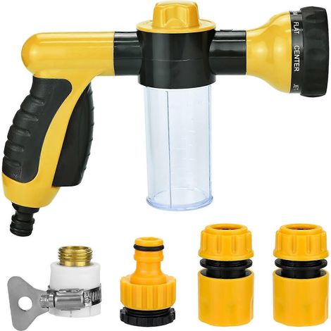 Garden Foam Water Sprayer, 8 Patterens Adjustable Garden Foam Spray Gun with Soap Dispenser, Foam Spray Nozzle (1/5)