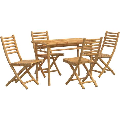 Maison Exclusive - 5-tlg. Garten-Essgruppe Bambus