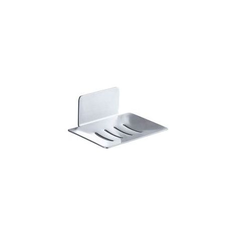 Porte-Savon Mural, Porte-Savon Adhésif de Douche, Métal Boite a Savon Etagere sans Perçage pour Salle de Bain, Cuisine Porte Eponge Argent (1/5)