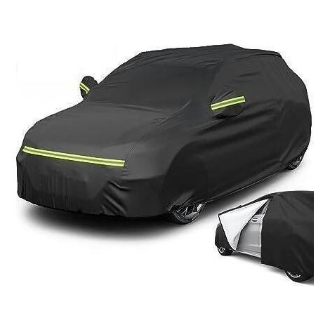 Bâche pour voiture 460x180x168cm Housse de Protection Auto Exterieur Noir Couverture Imperméable pour SUV avec Ouverte Latérale pour Cabine, Coton Respirant, Anti UV Neige Poussière (1/4)