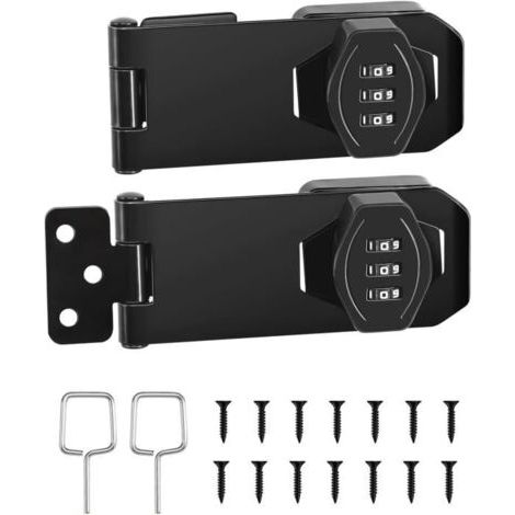 2Pcs Verrou Porte,Serrure Porte,Fermeture Porte Verrouillable,Targette de Porte avec Code Numérique,Verrou À Loquet pour (1/4)