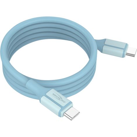 ANSMANN Câble USB-C Magnétique 60W, Compact, Gaine Silicone, bleu clair (1/5)