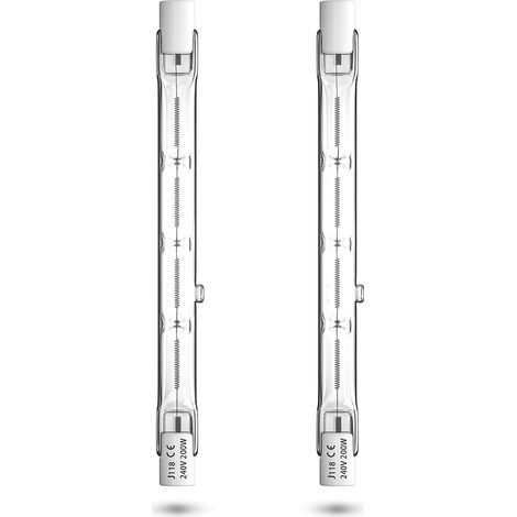 Ampoule Halogène R7S 118mm 200W Blanc Chaud Dimmable 3900lm Éclairage Intérieur Extérieur Lot de 2 (1/5)