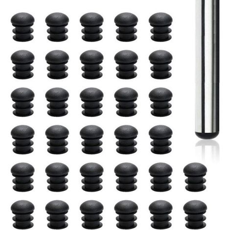 Bouchons Pour Tubes De Chaise - 19 mm - Antidérapants - Noir - Lot De 32 (1/4)