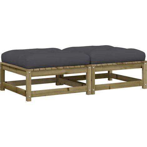 Repose-pieds de jardin, Pouf de jardin,Tabouret avec coussins lot de 2 bois pin imprégné CFW59979 (1/5)