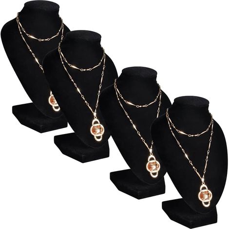 Expositor De Joyas En Forma De Busto Negro - 4Piezas - 9X8,5X15cm (1/4)