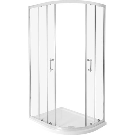 Milano Langley Chrome Right Hand Quadrant Shower Enclosure with White Tray and Fast Flow Waste - 900mm x 760mm (1/5)