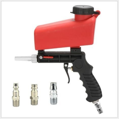 Sableuse Pneumatiques Portable Pistolet à Sableuse Professionnel Pistolet Sablage Sableuse Pneumatiques Sandblaster pour Enlever Les Ecailles de Peinture Rouille(Rouge) (1/4)