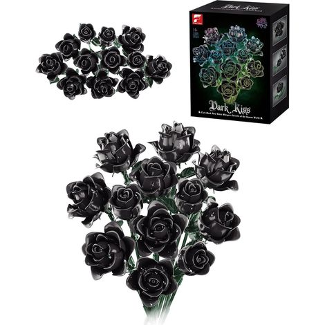 Ce bouquet de 12 roses noires gothiques peut être utilisé pour décorer votre maison ou votre bureau, et constitue également un excellent cadeau pour les adultes et les enfants (1/5)