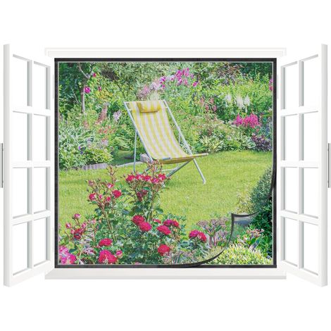 Moustiquaire de Fenêtre 120 x 140 cm, Moustiquaire Transparente pour Portes de Balcon, Jardin, Fixation Auto-Adhésive Innovante, Sans Perçage ni Vissage - Noir (1/5)