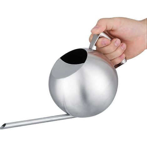 Arrosoir en acier inoxydable 1000 ml à long col, rond, pour plantes et jardin, non toxique (1/5)