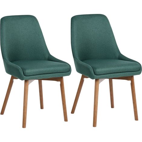 Set di 2 Sedie da Pranzo Gambe in Legno e Tessuto Verde Melfort (1/5)