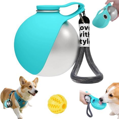 Foldable Pet Water Bottle for Travel, 2 in 1 Portable Dog Drink Water Container with Silicone Bowl, 285ml Leakproof Dog Water Bottle for Walks, Hikes, Road Trips, Park Visits, Travel (A) (1/5)