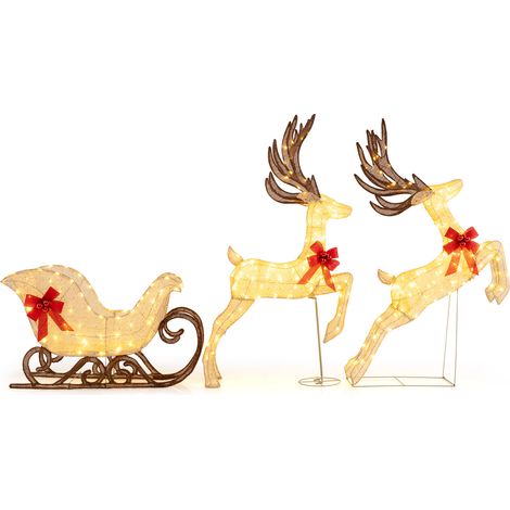 CASART 3-Piece Christmas Lighted Reindeer & Sleigh Set (1/5)