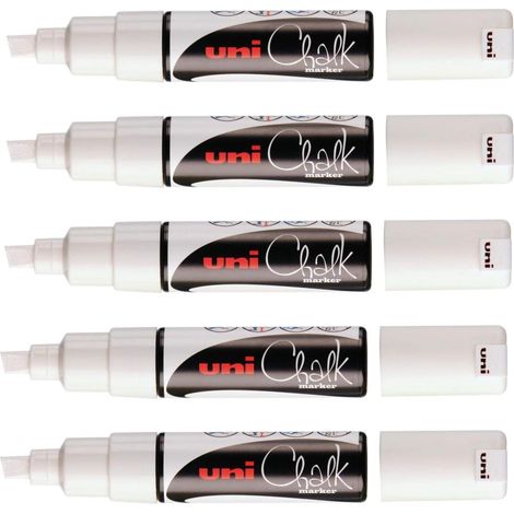 CHALK PWE8K, 5 Marqueurs Craie - Biseauté large - Blanc (1/5)