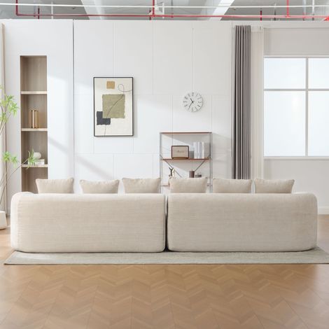 Canapé modulaire compressible en chenille, mousse 30D résiliente. Léger à déplacer, base antidérapante adaptée aux salons, beige (1/5)