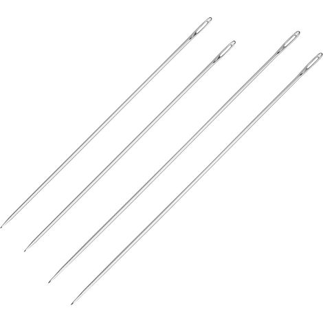 Lot de 2 aiguilles à tisser extra longues à grand chas pour meubles, 15 cm, droites en acier inoxydable, faciles à enfiler pour le cuir, le papier peint et les tissus épais (1/5)