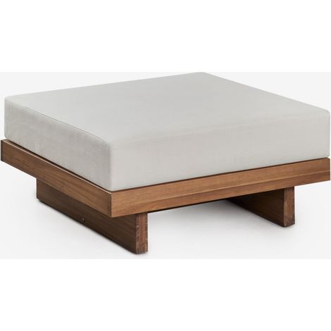 Pouf Dailin en bois d'acacia SKLUM Blanc Gardenia (1/5)