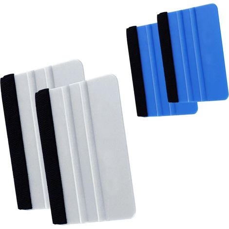 4 raclettes à bord feutré – 2 grandes + 2 petites, feutre double face, pour film auto, verre et meubles – outil de marquage (1/5)