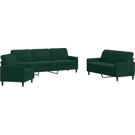 Maison Exclusive - Set di Divani 3 pz con Cuscini Verde scuro in Velluto
