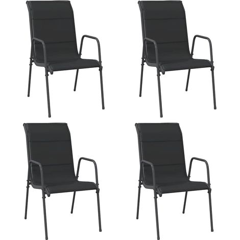 Maison Exclusive - Gartenstühle 4 Stk. Stahl und Textilene Schwar
