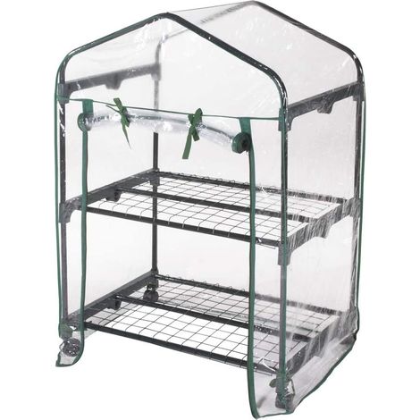 SERRA A DUE RIPIANI CON RUOTE E TELO IN PVC 69X49X98 CM (1/10)