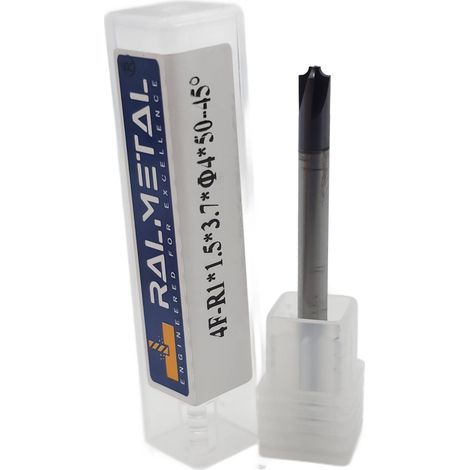 Vierteldreh-Konkavfräser R1 x 1,5 x 3,7 x 4D x 50 mm 45 HRC