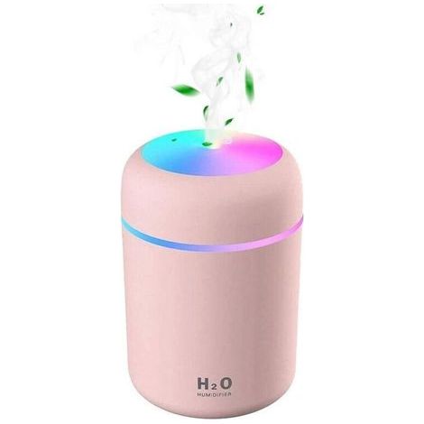 Humidificateur d'air, Mini Humidificateur USB Ultrasonique avec 7 Couleurs de Lumière Breath, Mode 2 Brumes, Arrêt Automatique, pour Chambre Bureau Auto Maison Bébé (rose) (1/5)