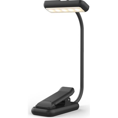 Lampe de Lecture à Pince, 10 LED, USB C, Tête Orientable à 180° 3 Températures de Couleur, Intensité Réglable de 10 à 100 %, Batterie 800 mAh, pour Lecture au Lit, Études et Voyage (1/5)
