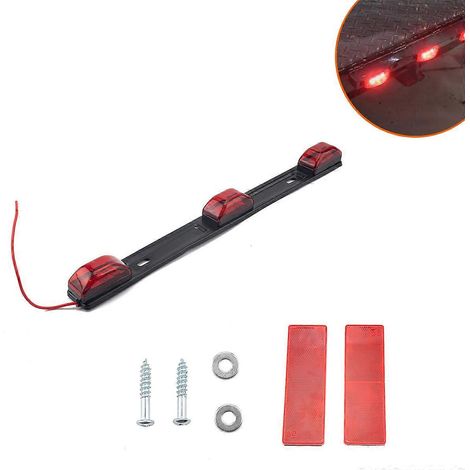 1 feu de signalisation arrière à 9 LED rouges avec support en acier inoxydable noir pour camion, remorque ou bateau (1/5)