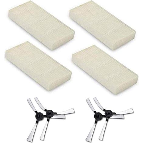 Lot de 4 brosses latérales et 4 filtres HEPA pour Amibot Pure, Pulse et Prime