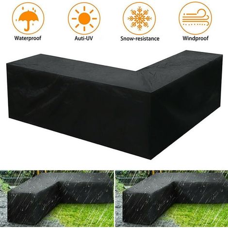 Housse d'angle imperméable en forme de L pour canapé en rotin, extérieur jardin terrasse, protection meuble contre intempéries (1/5)