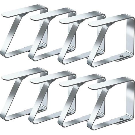 Pinces à nappe en inox, lot de 8, antidérapantes, 4 cm, 8 pièces, clips de table résistants, accessoires de fixation pour tissu, maintien ferme. (1/5)