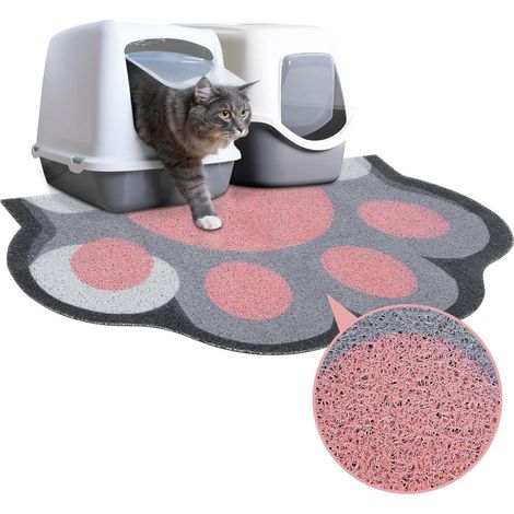 Tapis de litière pour chat - 40 x 60 cm - Antidérapant - Pour bac à litière et gamelle de nourriture pour animaux domestiques - Joli tapis de litière pour chaton, chien, petits animaux, facile à (1/5)