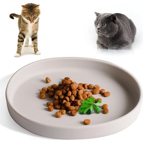 1 cuenco ovalado antideslizante de silicona, gris, para gatos y cachorros, apto para comida húmeda y seca. (1/5)