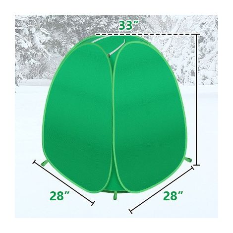 Cloche de protection pop‑up contre le gel pour arbustes, légumes et fleurs, voile anti‑froid repliable à ancrage, Composition : 1 pièce, taille grande, forme incurvée, avec 4 piquets, Couleur : vert (1/5)