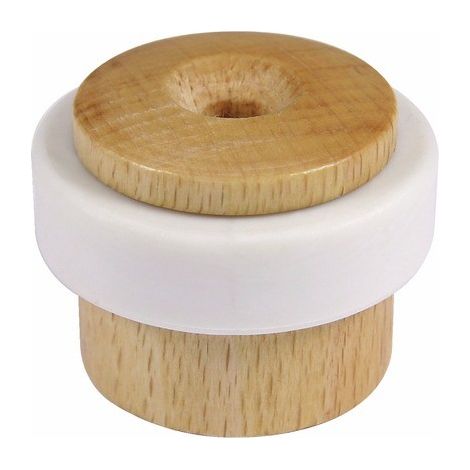Butoir de sol parquet hêtre clair verni Ø 35 x H 27 mm bague blanche avec vis boîte de 5 - CIVIC INDUSTRIE
