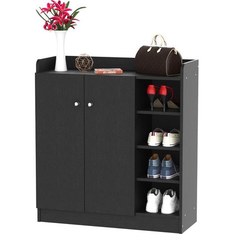 ARMADIO A SCARPIERA IN LEGNO 83 X 30 X 90 CM COLORE NERO (1/5)