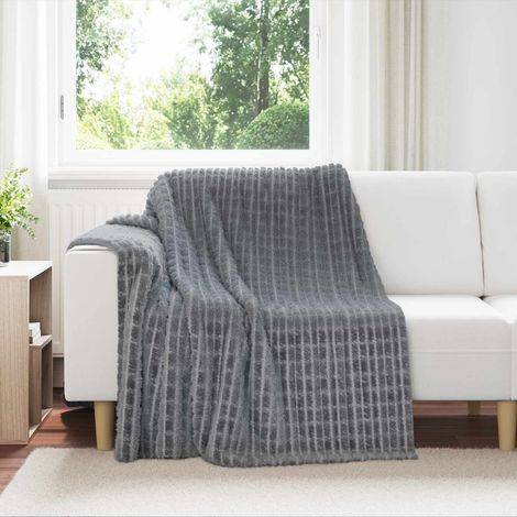 Überwurfdecke Dunkelgrau 200 x 150 cm Fleece