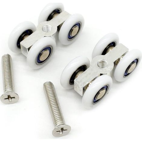 Set of 2 rollers for sliding glass shower doors with screws (1/4)
