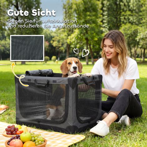 Cage de transport pliable pour chien, avec coussin amovible et lavable, revêtement en tissu Oxford, pour chiens jusqu'à 20 kg, vert armée (1/5)