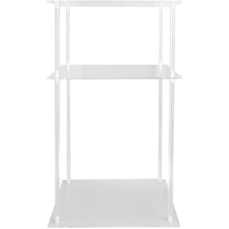 Table d'appoint carrée à 3 niveaux en acrylique transparent, idéale pour le salon ou la chambre à coucher. (1/5)