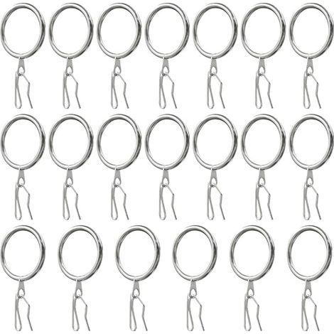20 Pièces Curtain Rings,Anneaux de Rideaux Métal und Crochet Rideau Metal,Rideaux de Porte,Rideau de che(Nickel Brillant) (1/5)