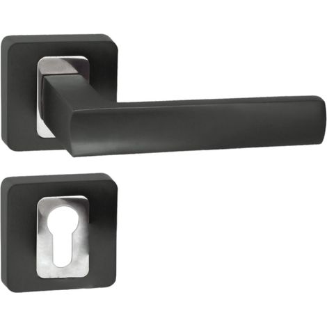 DOMINO Poignée de porte MAFF QR M6/ANTRYCYT PZ Poignée avec plaque PZ pour cylindre profilé Chrome brillant/anthracite (1/5)