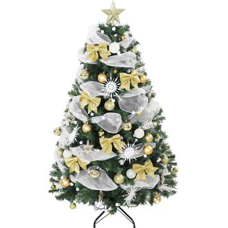 HOMCOM 5ft Pre-Lit Christmas Tree with 150 LED Lights, 8 Modes, 450 Tips (1/5)